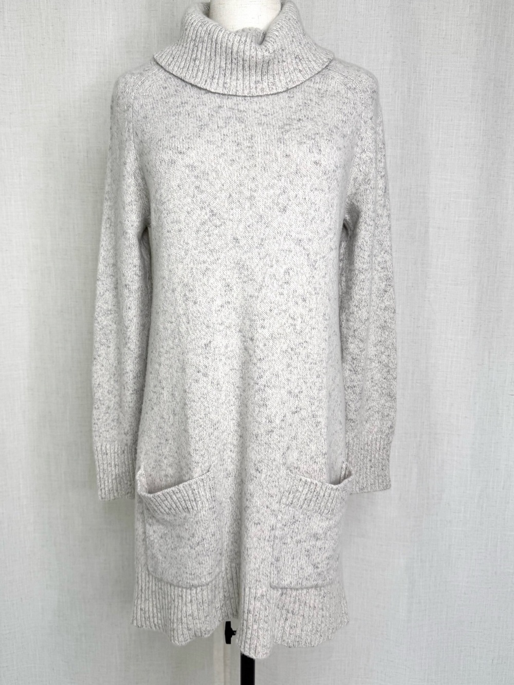 MILLY Wool Blend Turtleneck Sweater Dress Tunic Gray Size Small